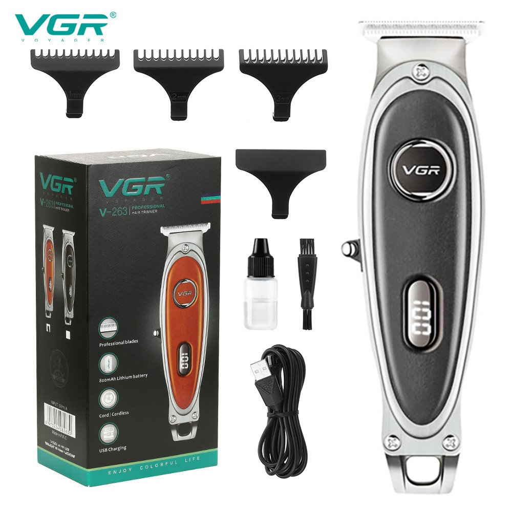 Тример VGR V-263 BLACK, 4 насадки, LED display, фото 1