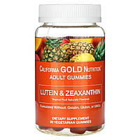 California Gold Nutrition, жувальні таблетки з лютеїном і зеаксантином, зі смаком тропічних фруктів, 90 вегетаріанських жувальних