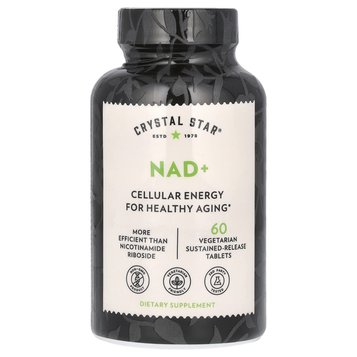 Crystal Star, NAD+, 60 вегетаріанських таблеток із тривалим вивільненням