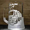 Подарунок водію вантажівки - далекобійнику - Бокал для пива з гравіюванням фото MAN TGX фура з напівпричепом, фото 3