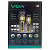 Комплект VGR 2 в 1 V-600&900 GOLD, акумуляторна машинка для стрижки (clipper) і тример, 10 насадок, LED display, 7000 RPM, фото 3