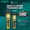 Комплект VGR 2 в 1 V-600&900 GOLD, акумуляторна машинка для стрижки (clipper) і тример, 10 насадок, LED display, 7000 RPM, фото 9
