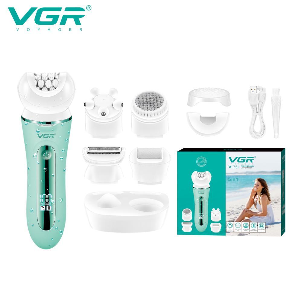Епілятор VGR 5 в 1 V-751 GREEN, 5 насадок, IPX6, фото 1