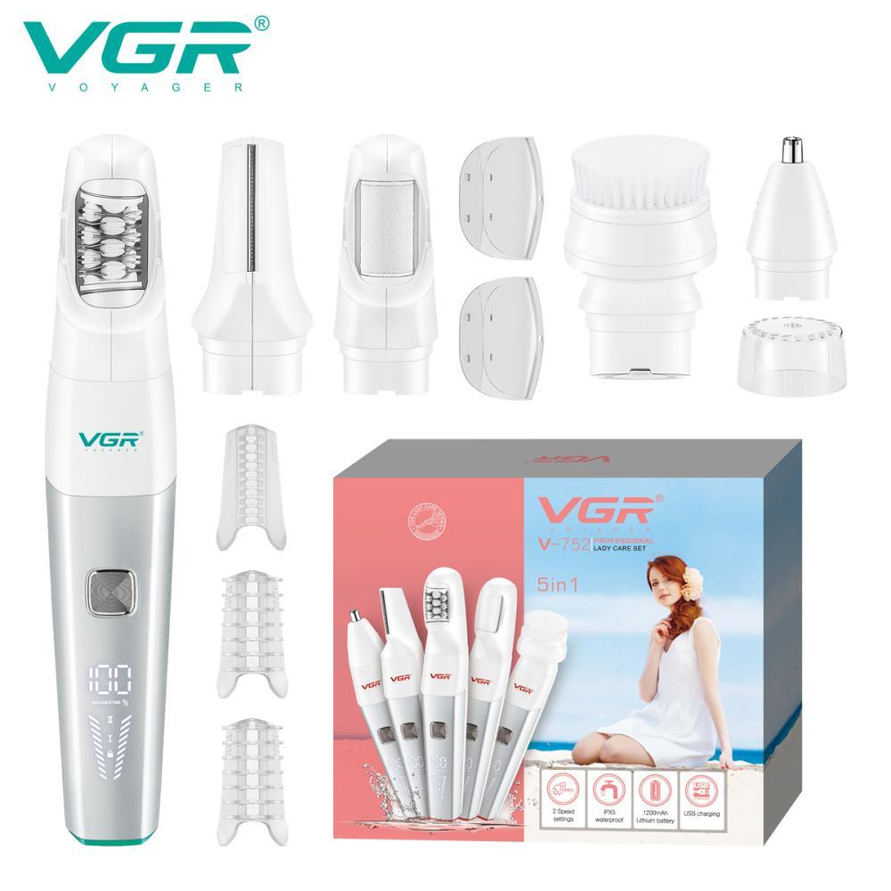 Епілятор VGR  5 в 1 V-752 GREEN, 5 насадок, IPX5, фото 1