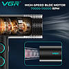Фен професійний VGR V-401 RED, 40 рівнів обдування 7000 - 11000 RPM, 40 рівнів температури 60°C - 100°C, 3 насадки, фото 4