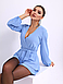 Молодіжний красивий романтичний комбінезон з шортами, блакитний, фото 2