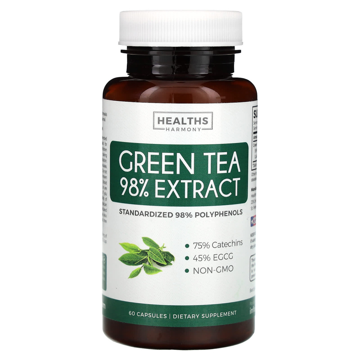 Healths Harmony, 98 % екстракту зеленого чаю, 60 капсул