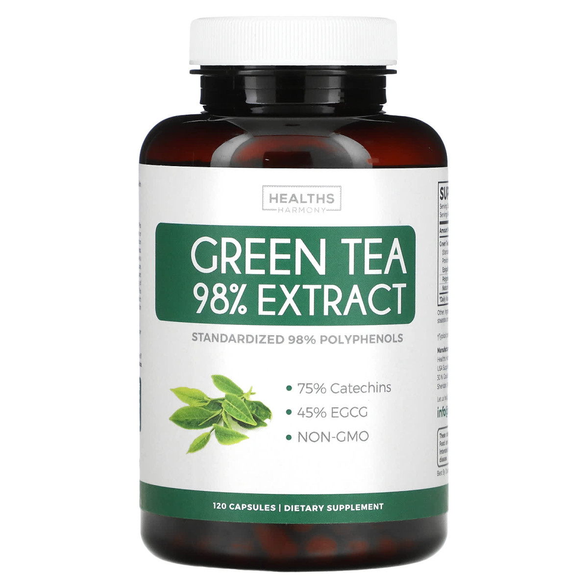 Healths Harmony, 98 % екстракту зеленого чаю, 120 капсул
