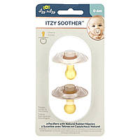 Itzy ritzy, Itzy Soother, пустышки с сосками из натурального каучука, для детей от 0 до 6 месяцев, с кокосом и тостами, 2 пустышки