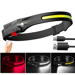 Ліхтар налобний  BL-W689-1/5808А-LM+COB(white+red), Motion Sensor, Li-Ion аккум., ЗУ Type-C, Box