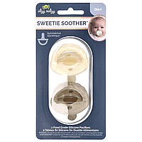 Itzy Ritzy, Пустушка Sweetie, від 0 місяців, кремова коса, 2 силіконові пустушки для харчових продуктів