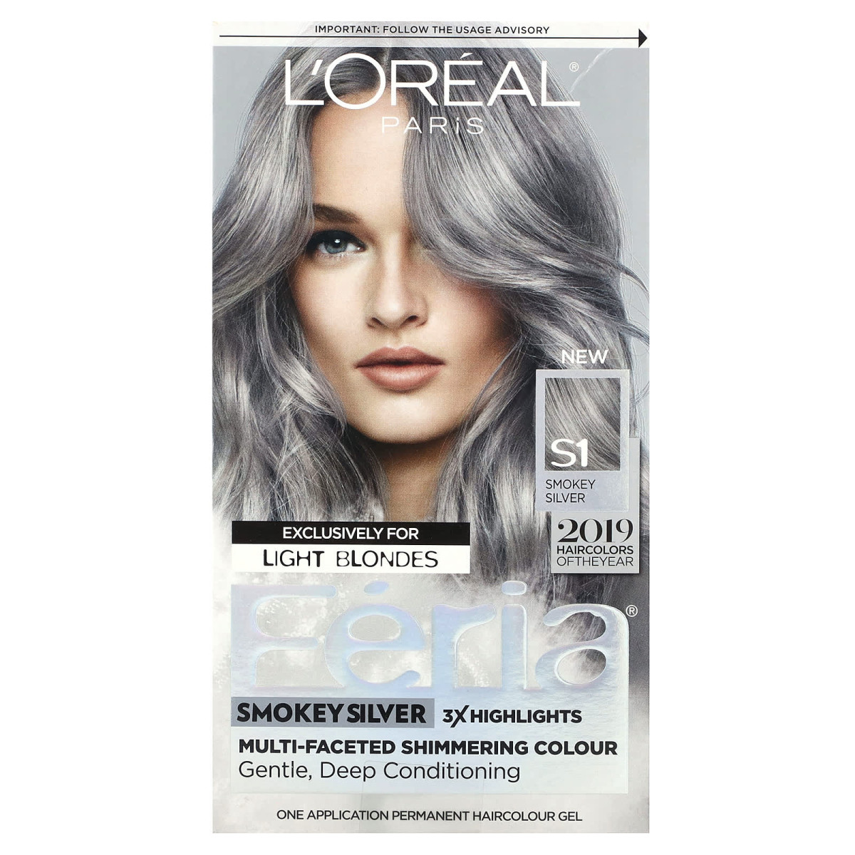 L'Oréal, Feria, різностороння блискуча фарба, S1 смокі-срібло, 1 нанесення