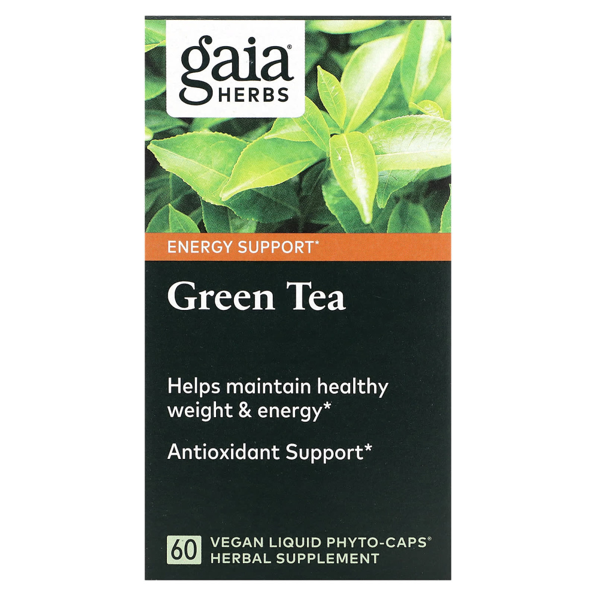 Gaia Herbs, зелений чай, 60 веганських рідких фітокапсул
