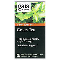 Gaia Herbs, зелений чай, 60 веганських рідких фітокапсул
