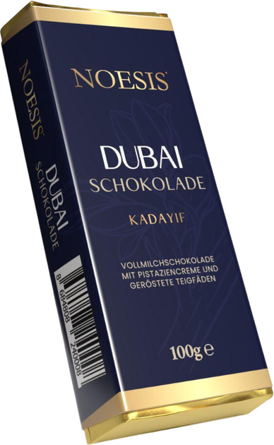 Шоколад молочний Dubai з фісташковим кремом та смаженим тістом катаїфі Noesis, 100 г