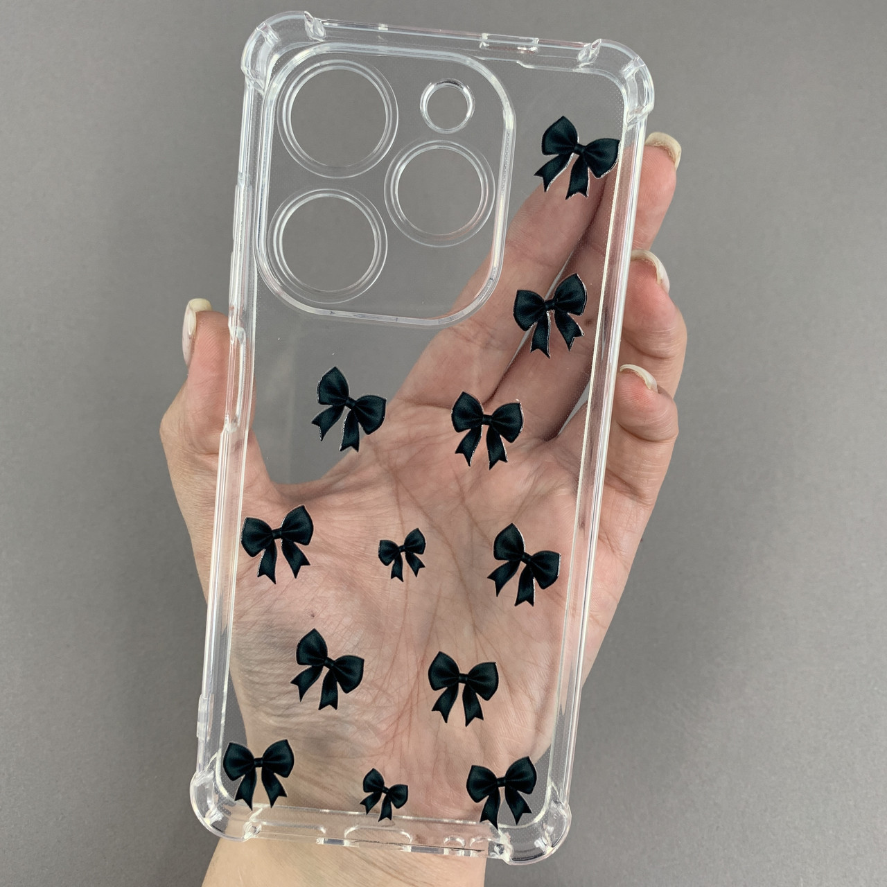 Чохол для Tecno Spark Go 2024 (BG6) з принтом чорних бантиків на техно спарк го 2024 прозорий q03v - фото 1 - id-p2558803116