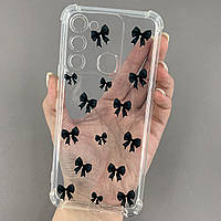 Чохол для Tecno Spark Go 2022 (KG5m) з принтом чорних бантиків на техно спарк го 2022 прозорий q03v