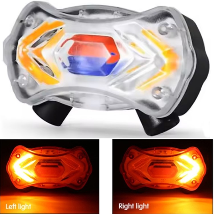 Велоліхтар KXK-03 STOP (червоний + синій), сирена, 2LASER, із зазначенням поворотів, фото 1