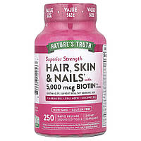 Nature's Truth, добавка для волосся, шкіри та нігтів із біотином, 250 рідких капсул зі швидким вивільненням