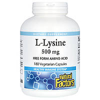 L-лізин Natural Factors (L-Lysine) 500 мг 180 вегетаріанських капсул