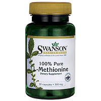 L-Метіонін, 100% Pure L-Methionine, Swanson, 500 мг, 30 капсул