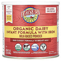Earth's Best, Organic Dairy, молочна суміш для дітей із залізом, від народження до 12 місяців, 595 г (21 унція)