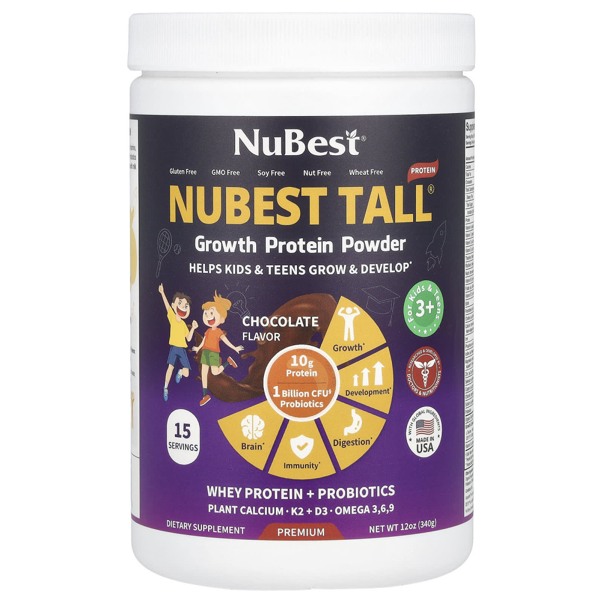NuBest, NuBest Tall®, протеїновий порошок для росту, для дітей і підлітків від 3 років, шоколад, 340 г (12 унцій)