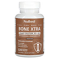 NuBest, Bone Xtra, рослинний кальцій, D3 + K2, 120 вегетаріанських капсул
