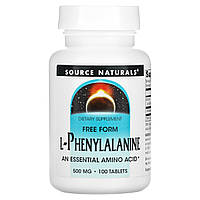 L-фенілаланін, L-Phenylalanine, Source Naturals, 500 мг, 100 таблеток