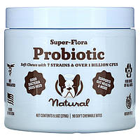Natural Dog Company, Super-Flora, пробіотик, 90 м’яких жувальних шматочків, 270 г (9,5 унції)