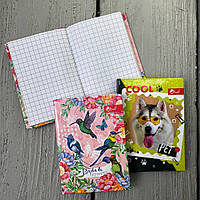 Блокнот А7, 48 аркушів, тверда палітурка, ламінація, блок офсетний, клітинка