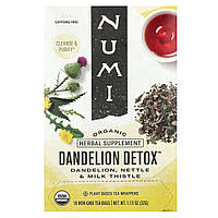 Numi Tea, Органічний, Детокс з кульбаб, без кофеїну, 16 чайних пакетиків без ГМО, 1,13 унції (32 г)