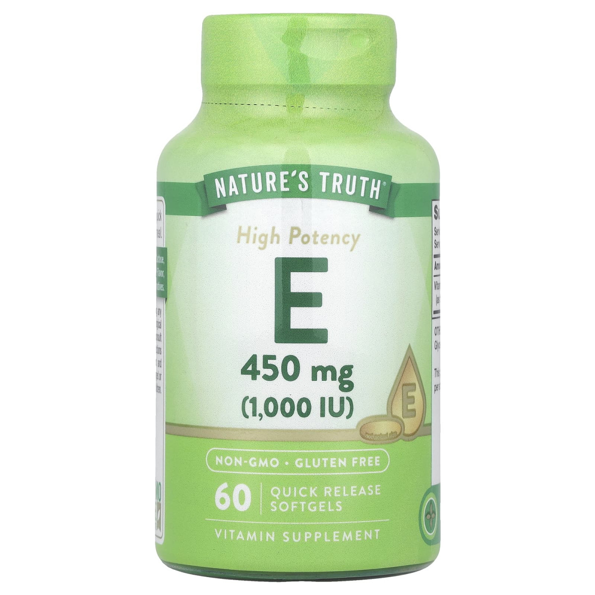 Nature's Truth, високоефективний вітамін E, 450 мг (1000 МО), 60 капсул зі швидким вивільненням