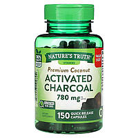 Nature's Truth, Vitamins, кокосове активоване вугілля преміальної якості, 780 мг, 150 капсул зі швидким вивільненням (260 мг у