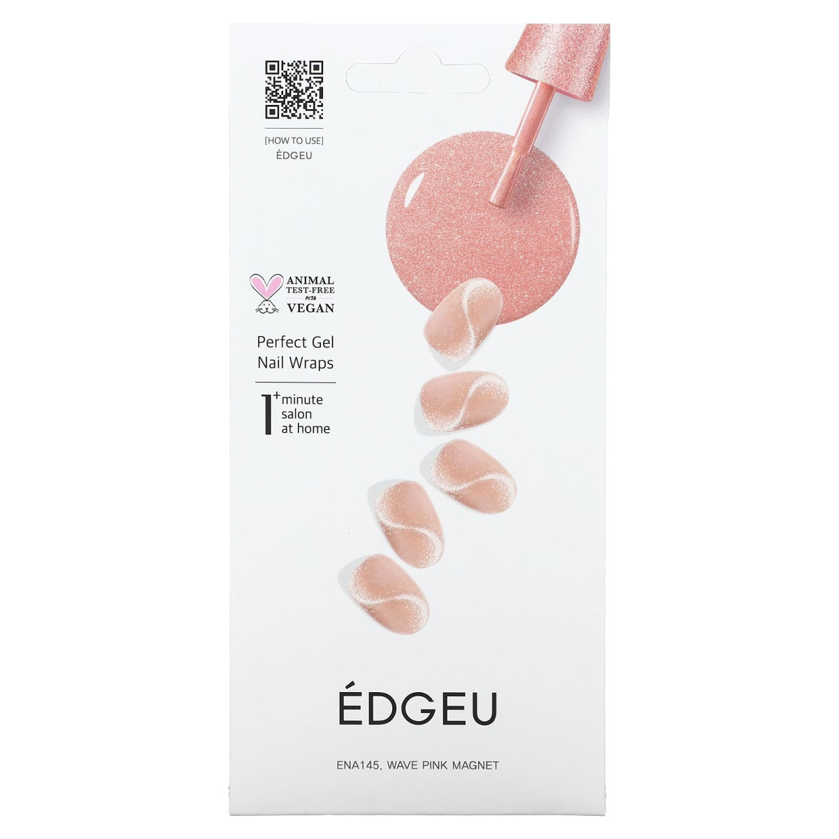 Edgeu, Perfect Gel Nail Wraps, ENA 145, хвилясто-рожевий магніт, набір із 19 предметів