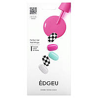 Edgeu, Perfect Gel Nail Wraps, ENA 909 Racing Check, 19 Piece Set