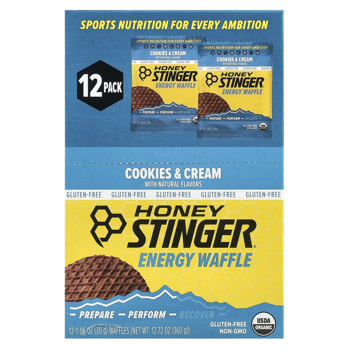 Honey Stinger, Energy Waffle, печиво з кремом, 12 вафель по 30 г (1,06 унції)