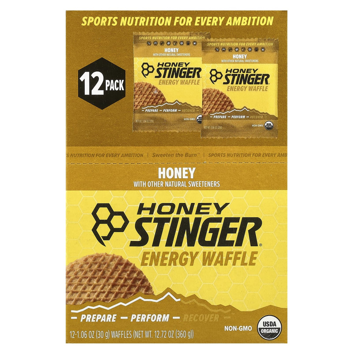 Honey Stinger, Energy Waffle, мед, 12 вафель по 30 г (1,06 унції)