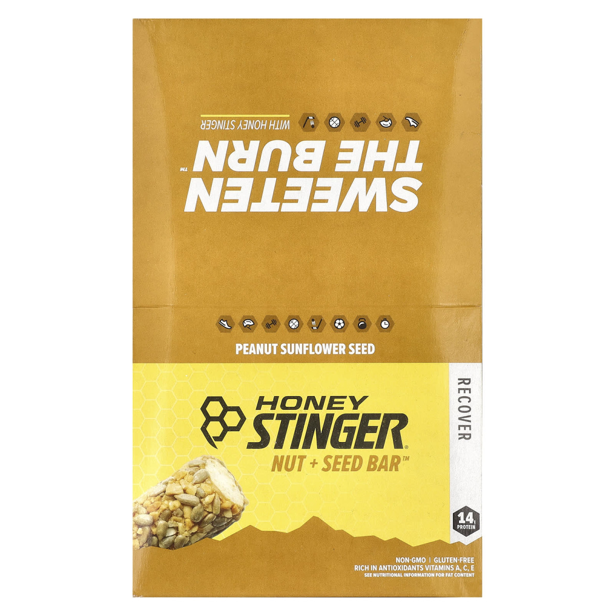 Honey Stinger, Nut + Seed Bar™, арахіс і насіння соняшника, 12 батончиків по 56 г (1,98 унції)