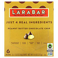 Larabar, оригінальний батончик зі справжніми фруктами та горіхами, арахісова паста та шоколадні крихти, 6 батончиків по 45 г (1,6
