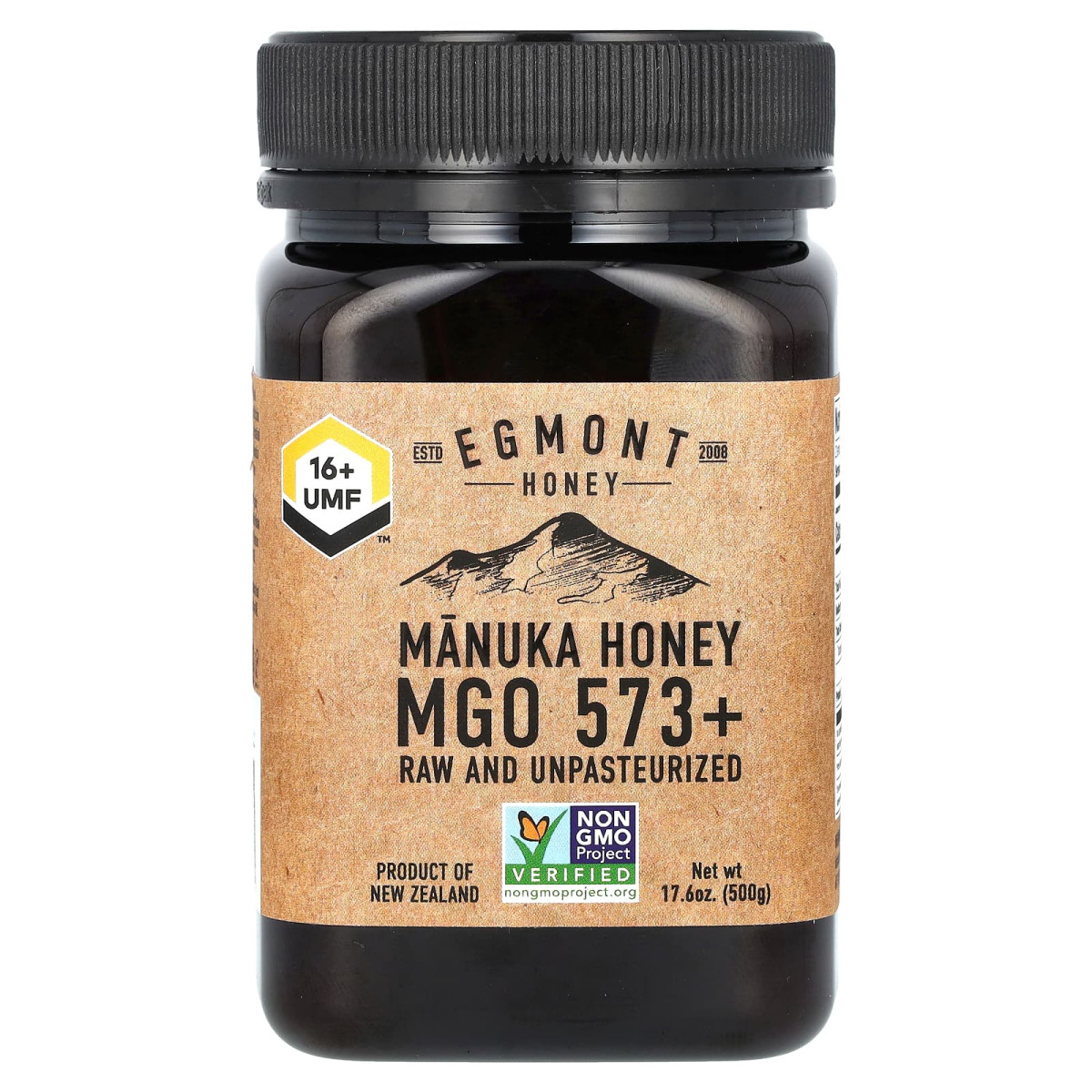 Egmont Honey, Мед манука, сирий та непастеризований, 573+ MGO, 17,6 унцій (500 г)