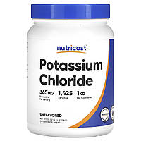 Nutricost, хлорид калію, без смакових добавок, 365 мг, 1 кг (2,2 фунта)