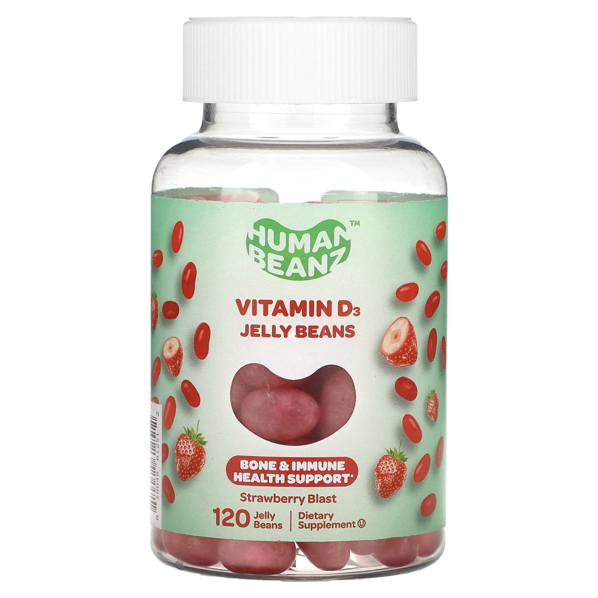 Human Beanz, Желейні боби з вітаміном D3, «Полуниця», 120 шт