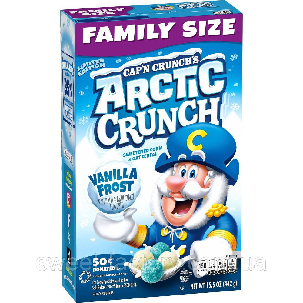Сухі сніданки Cap'n Crunch Arctic Crunch Vanilla Frost 442g, фото 1
