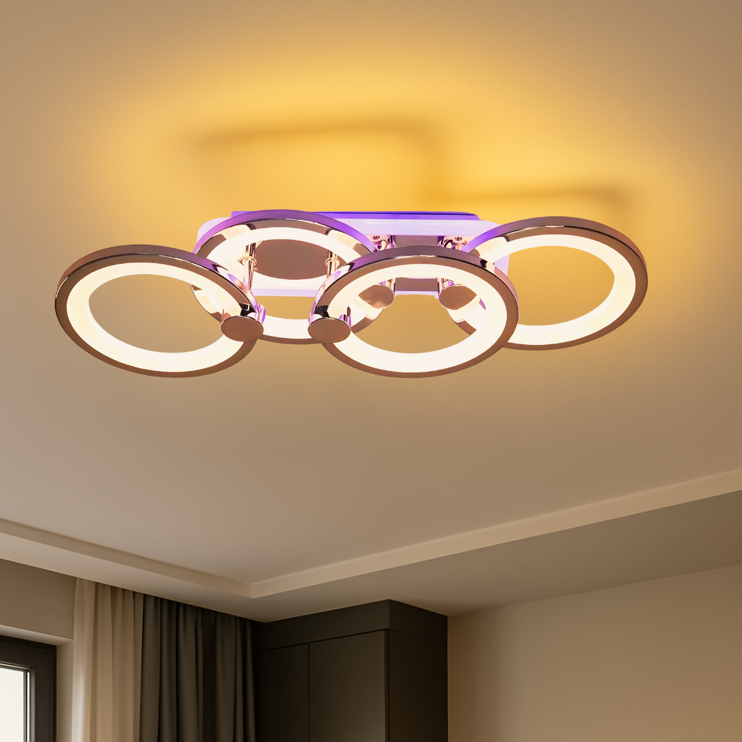 Довга лед люстра з пультом Diasha 65W до 16 кв.м колір Золото H8022/2+2G 3col dim