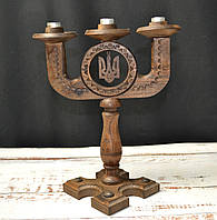 Канделябр на 3 свічки світлий I Підсвячник на три свічки з дерева