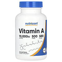 Nutricost, вітамін A, 10 000 МО, 500 капсул