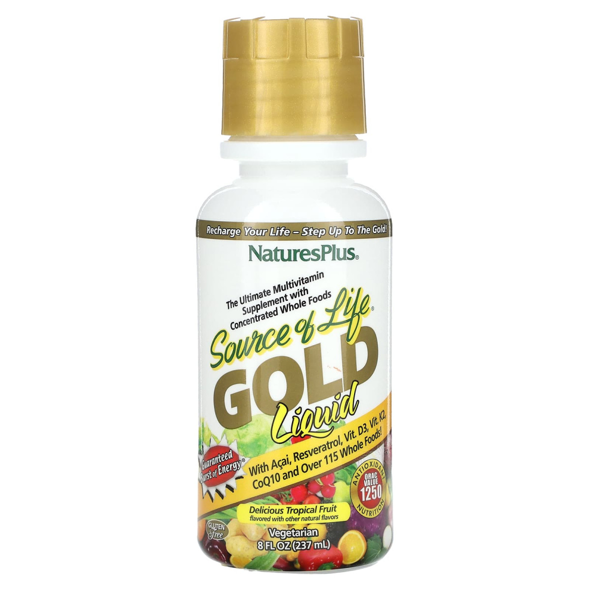 NaturesPlus, Source of Life, Gold Liquid, тропічні фрукти, 236 мл (8 рідк. унцій)