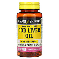 Mason Natural, жир печінки норвезької тріски, 100 капсул