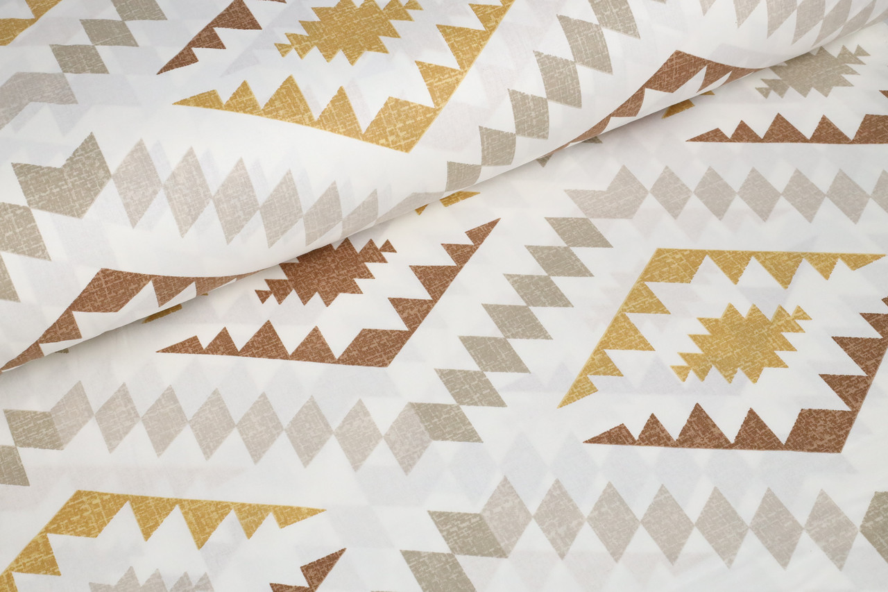 Ранфорс 240 см Сканді гірчично-бежевий на білому